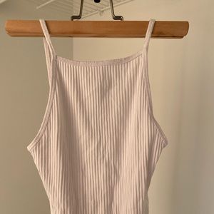 Aritzia ribbed low back bodysuit in white